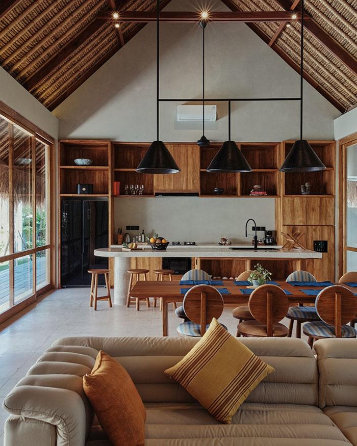 Warm timber interiors at Boni Beach Lombok